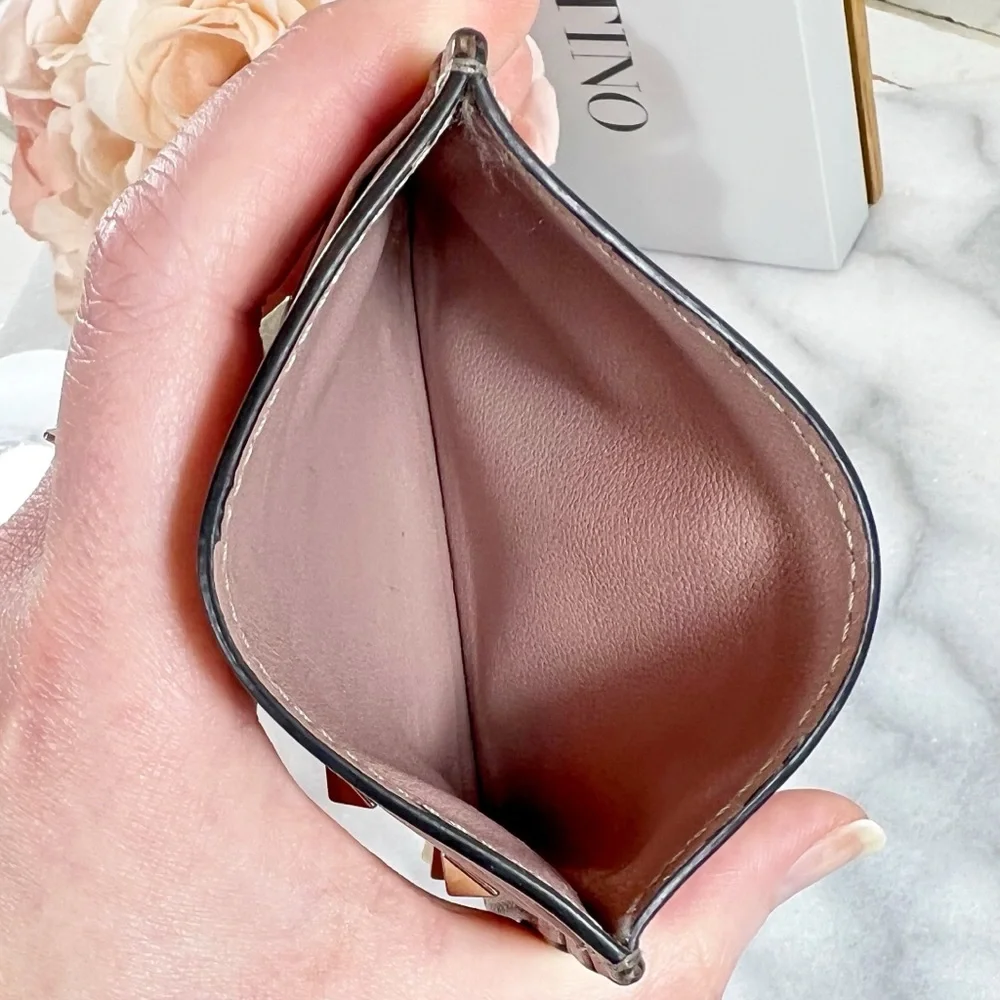 Valentino Garavani Blush Pink Rockstud Card Holder